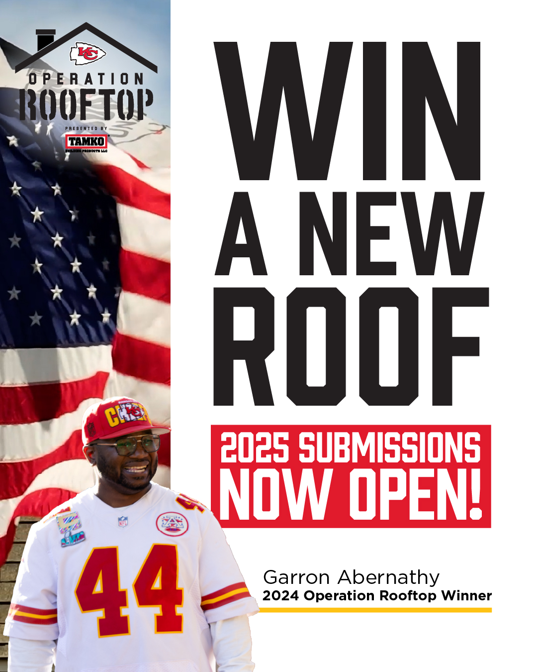 Operation Rooftop Returns: TAMKO and the Kansas City Chiefs Continue Roof Giveaway for an American Hero