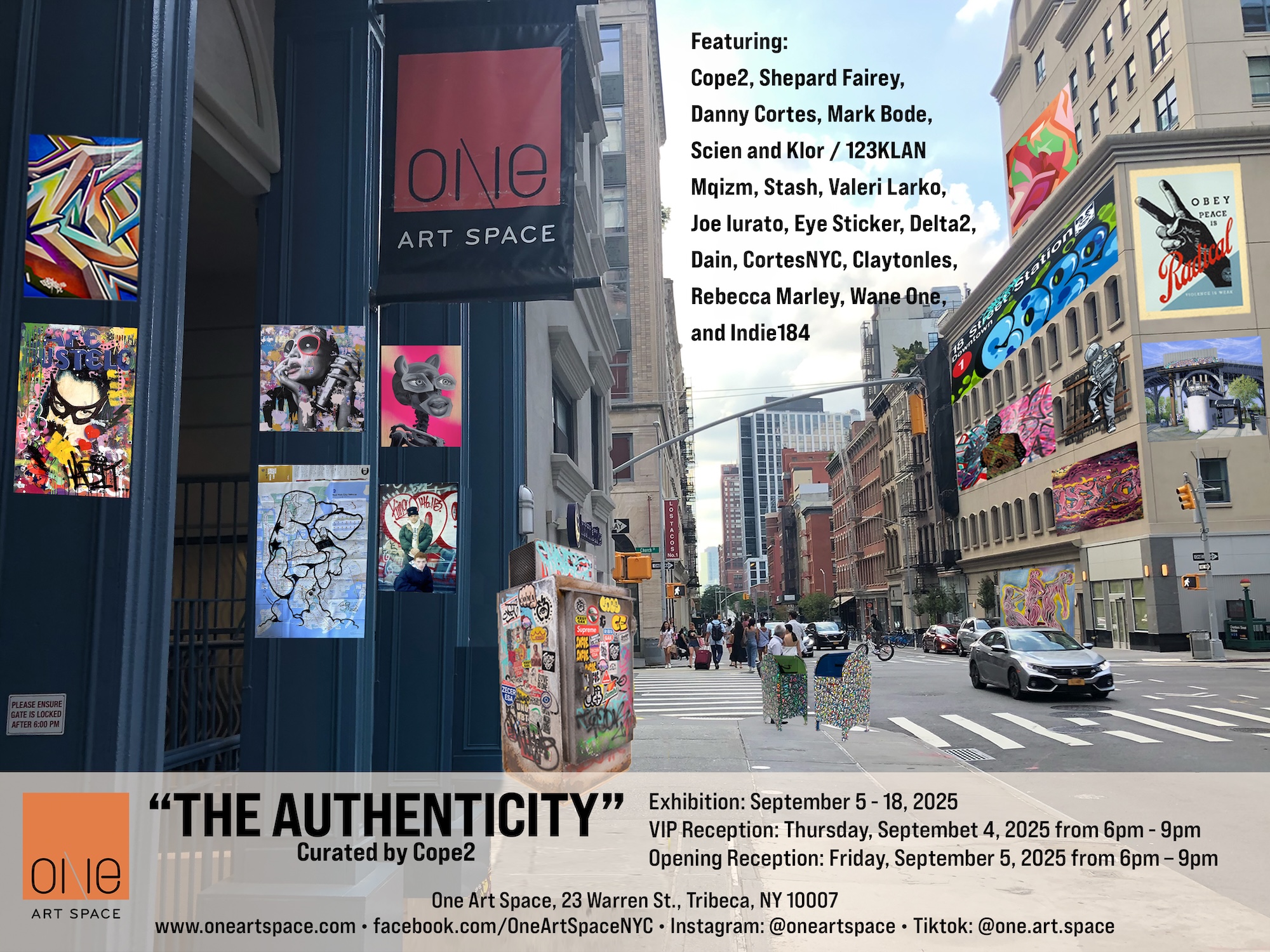 “The Authenticity,” Curated by Cope2 Featuring Shepard Fairey, Danny Cortes and Many more… at One Art Space, Tribeca, NY